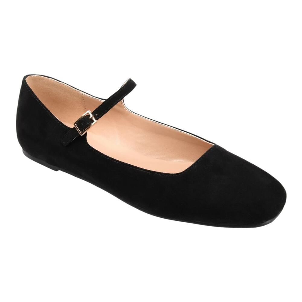 Journee Women's Carrie Square Toe Mary Jane Flats Black Size 7 1/2 W